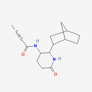 molecular formula C16H22N2O2 B2527136 N-[2-(2-Bicyclo[2.2.1]heptanyl)-6-oxopiperidin-3-yl]but-2-ynamide CAS No. 2411285-73-7