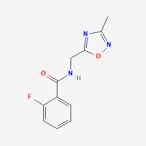 molecular formula C11H10FN3O2 B2527142 2-fluoro-N-((3-methyl-1,2,4-oxadiazol-5-yl)methyl)benzamide CAS No. 1178224-26-4