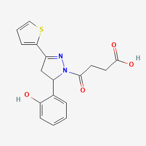 molecular formula C17H16N2O4S B2527148 4-[3-(2-羟基苯基)-5-噻吩-2-基-3,4-二氢吡唑-2-基]-4-氧代丁酸 CAS No. 871908-12-2