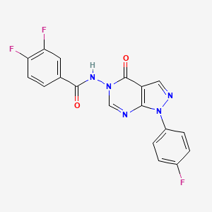 molecular formula C18H10F3N5O2 B2527156 3,4-difluoro-N-(1-(4-fluorophenyl)-4-oxo-1H-pyrazolo[3,4-d]pyrimidin-5(4H)-yl)benzamide CAS No. 919865-46-6