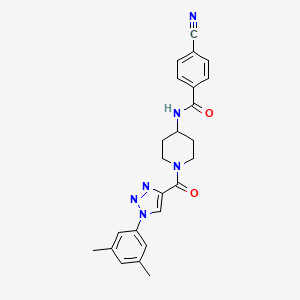 molecular formula C24H24N6O2 B2527164 4-cyano-N-(1-(1-(3,5-dimethylphenyl)-1H-1,2,3-triazole-4-carbonyl)piperidin-4-yl)benzamide CAS No. 1251682-91-3
