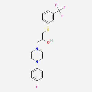 molecular formula C20H22F4N2OS B2527166 1-[4-(4-Fluorophenyl)piperazino]-3-{[3-(trifluoromethyl)phenyl]sulfanyl}-2-propanol CAS No. 338422-33-6