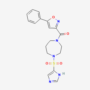molecular formula C18H19N5O4S B2527169 (4-((1H-imidazol-4-yl)sulfonyl)-1,4-diazepan-1-yl)(5-phenylisoxazol-3-yl)methanone CAS No. 1903476-39-0