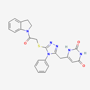 6-((5-((2-(indolin-1-yl)-2-oxoethyl)thio)-4-phenyl-4H-1,2,4-triazol-3-yl)methyl)pyrimidine-2,4(1H,3H)-dione