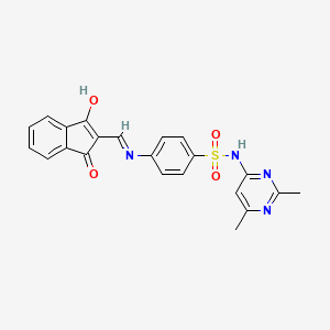 molecular formula C22H18N4O4S B2527175 2-(((4-(((2,6-二甲基嘧啶-4-基)氨基)磺酰基)苯基)氨基)亚甲基)茚满-1,3-二酮 CAS No. 1024128-19-5