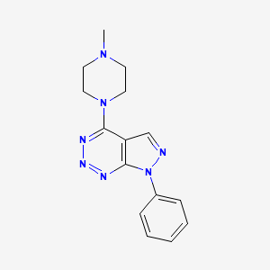 molecular formula C15H17N7 B2527176 1-méthyl-4-{7-phényl-7H-pyrazolo[3,4-d][1,2,3]triazin-4-yl}pipérazine CAS No. 1251578-62-7