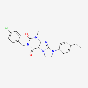 molecular formula C23H22ClN5O2 B2527183 3-[(4-chlorophenyl)methyl]-8-(4-ethylphenyl)-1-methyl-1H,2H,3H,4H,6H,7H,8H-imidazo[1,2-g]purine-2,4-dione CAS No. 872840-51-2