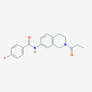 molecular formula C19H19FN2O2 B2527193 4-fluoro-N-(2-propanoyl-1,2,3,4-tetrahydroisoquinolin-7-yl)benzamide CAS No. 955760-36-8