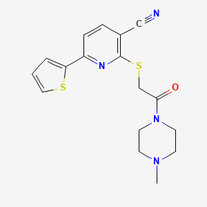 molecular formula C17H18N4OS2 B2527201 2-{[2-(4-甲基哌嗪-1-基)-2-氧代乙基]硫代}-6-(噻吩-2-基)吡啶-3-腈 CAS No. 340816-86-6