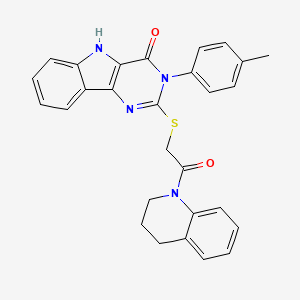 molecular formula C28H24N4O2S B2527203 2-((2-(3,4-dihydroquinolin-1(2H)-yl)-2-oxoethyl)thio)-3-(p-tolyl)-3H-pyrimido[5,4-b]indol-4(5H)-one CAS No. 536704-44-6
