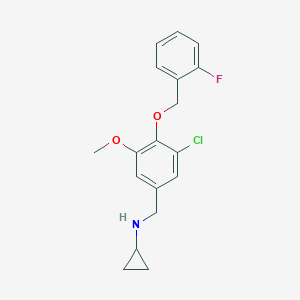 molecular formula C18H19ClFNO2 B252721 N-{3-chloro-4-[(2-fluorobenzyl)oxy]-5-methoxybenzyl}cyclopropanamine 