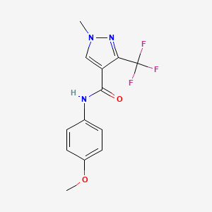 molecular formula C13H12F3N3O2 B2527211 N-(4-methoxyphenyl)-1-methyl-3-(trifluoromethyl)-1H-pyrazole-4-carboxamide CAS No. 477709-58-3