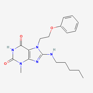 molecular formula C19H25N5O3 B2527216 3-methyl-8-(pentylamino)-7-(2-phenoxyethyl)-1H-purine-2,6(3H,7H)-dione CAS No. 887864-81-5