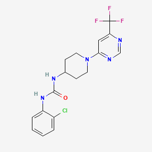 molecular formula C17H17ClF3N5O B2527217 1-(2-Chlorophenyl)-3-(1-(6-(trifluoromethyl)pyrimidin-4-yl)piperidin-4-yl)urea CAS No. 2034597-61-8
