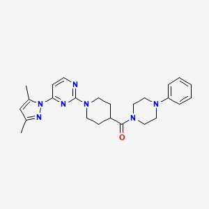 molecular formula C25H31N7O B2527218 {1-[4-(3,5-dimethyl-1H-pyrazol-1-yl)-2-pyrimidinyl]-4-piperidyl}(4-phenylpiperazino)methanone CAS No. 1251680-57-5