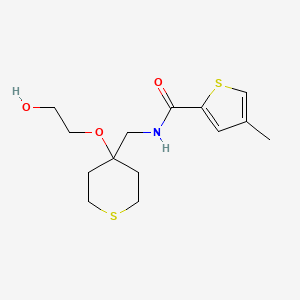 molecular formula C14H21NO3S2 B2527224 N-((4-(2-hydroxyethoxy)tetrahydro-2H-thiopyran-4-yl)methyl)-4-methylthiophene-2-carboxamide CAS No. 2320144-93-0