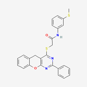 molecular formula C26H21N3O2S2 B2527227 N-(3-(甲硫基)苯基)-2-((2-苯基-5H-色烯并[2,3-d]嘧啶-4-基)硫代)乙酰胺 CAS No. 866873-15-6