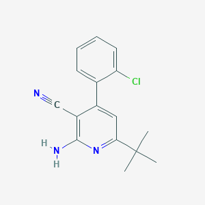 molecular formula C16H16ClN3 B2527230 2-氨基-6-(叔丁基)-4-(2-氯苯基)烟腈 CAS No. 344264-44-4