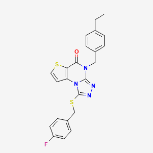 molecular formula C23H19FN4OS2 B2527232 4-(4-乙基苯甲基)-1-((4-氟苯甲基)硫代)噻吩并[2,3-e][1,2,4]三唑并[4,3-a]嘧啶-5(4H)-酮 CAS No. 1185142-00-0