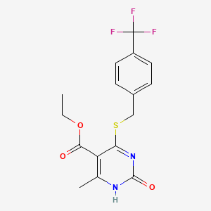 molecular formula C16H15F3N2O3S B2527239 ethyl 6-methyl-2-oxo-4-[[4-(trifluoromethyl)phenyl]methylsulfanyl]-1H-pyrimidine-5-carboxylate CAS No. 899957-45-0