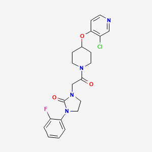 molecular formula C21H22ClFN4O3 B2527245 1-(2-(4-((3-氯吡啶-4-基)氧基)哌啶-1-基)-2-氧代乙基)-3-(2-氟苯基)咪唑烷-2-酮 CAS No. 2034316-03-3