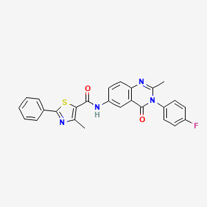 molecular formula C26H19FN4O2S B2527254 N-(3-(4-fluorophenyl)-2-methyl-4-oxo-3,4-dihydroquinazolin-6-yl)-4-methyl-2-phenylthiazole-5-carboxamide CAS No. 1170140-43-8