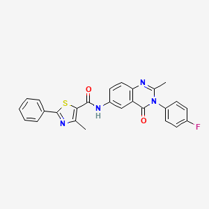 molecular formula C26H19FN4O2S B2527254 N-(3-(4-氟苯基)-2-甲基-4-氧代-3,4-二氢喹唑啉-6-基)-4-甲基-2-苯基噻唑-5-甲酰胺 CAS No. 1170140-43-8