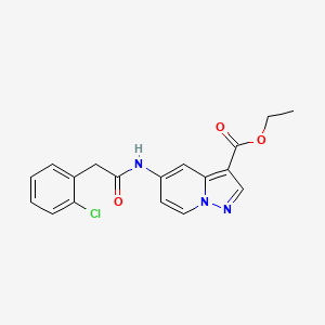 molecular formula C18H16ClN3O3 B2527297 Ethyl 5-(2-(2-chlorophenyl)acetamido)pyrazolo[1,5-a]pyridine-3-carboxylate CAS No. 1396765-77-7