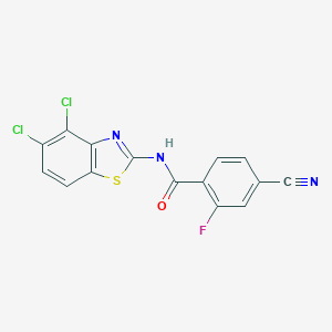 molecular formula C15H6Cl2FN3OS B252730 4-cyano-N-(4,5-dichloro-1,3-benzothiazol-2-yl)-2-fluorobenzamide 