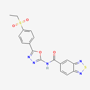 molecular formula C17H13N5O4S2 B2527305 N-(5-(4-(ethylsulfonyl)phenyl)-1,3,4-oxadiazol-2-yl)benzo[c][1,2,5]thiadiazole-5-carboxamide CAS No. 1219903-78-2