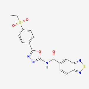 molecular formula C17H13N5O4S2 B2527305 N-{5-[4-(ethanesulfonyl)phenyl]-1,3,4-oxadiazol-2-yl}-2,1,3-benzothiadiazole-5-carboxamide CAS No. 1219903-78-2