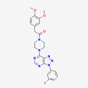 molecular formula C24H24FN7O3 B2527313 2-(3,4-二甲氧基苯基)-1-(4-(3-(3-氟苯基)-3H-[1,2,3]三唑并[4,5-d]嘧啶-7-基)哌嗪-1-基)乙酮 CAS No. 920368-08-7