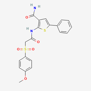 molecular formula C20H18N2O5S2 B2527314 2-(2-((4-Methoxyphenyl)sulfonyl)acetamido)-5-phenylthiophene-3-carboxamide CAS No. 941957-75-1