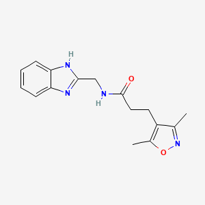 molecular formula C16H18N4O2 B2527321 N-[(1H-1,3-benzodiazol-2-yl)methyl]-3-(3,5-dimethyl-1,2-oxazol-4-yl)propanamide CAS No. 1061156-57-7