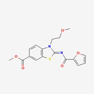 molecular formula C17H16N2O5S B2527331 Methyl 2-(furan-2-carbonylimino)-3-(2-methoxyethyl)-1,3-benzothiazole-6-carboxylate CAS No. 1164564-99-1