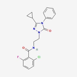 molecular formula C20H18ClFN4O2 B2527333 2-chloro-N-(2-(3-cyclopropyl-5-oxo-4-phenyl-4,5-dihydro-1H-1,2,4-triazol-1-yl)ethyl)-6-fluorobenzamide CAS No. 1396814-55-3