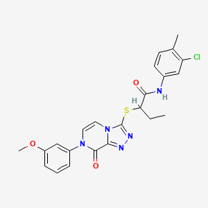 molecular formula C23H22ClN5O3S B2527338 N-(3-chloro-4-methylphenyl)-2-{[7-(3-methoxyphenyl)-8-oxo-7,8-dihydro[1,2,4]triazolo[4,3-a]pyrazin-3-yl]thio}butanamide CAS No. 1223935-16-7
