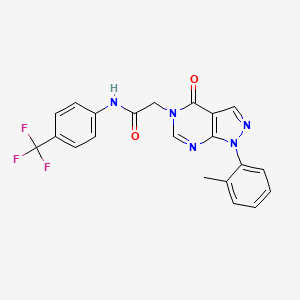molecular formula C21H16F3N5O2 B2527341 2-(4-oxo-1-(o-tolyl)-1H-pyrazolo[3,4-d]pyrimidin-5(4H)-yl)-N-(4-(trifluoromethyl)phenyl)acetamide CAS No. 895010-60-3