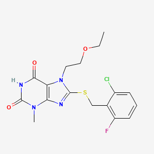 8-((2-chloro-6-fluorobenzyl)thio)-7-(2-ethoxyethyl)-3-methyl-1H-purine-2,6(3H,7H)-dione