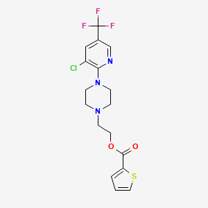 molecular formula C17H17ClF3N3O2S B2527348 2-[4-[3-chloro-5-(trifluoromethyl)pyridin-2-yl]piperazin-1-yl]ethyl Thiophene-2-carboxylate CAS No. 338415-52-4