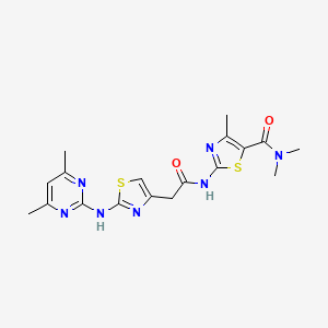 molecular formula C18H21N7O2S2 B2527369 2-(2-(2-((4,6-dimethylpyrimidin-2-yl)amino)thiazol-4-yl)acetamido)-N,N,4-trimethylthiazole-5-carboxamide CAS No. 1226447-58-0