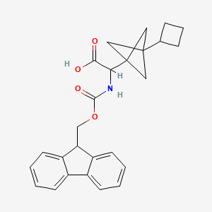 molecular formula C26H27NO4 B2527383 2-(3-Cyclobutyl-1-bicyclo[1.1.1]pentanyl)-2-(9H-fluoren-9-ylmethoxycarbonylamino)acetic acid CAS No. 2287261-54-3