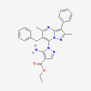 Ethyl 5-amino-1-(6-benzyl-2,5-dimethyl-3-phenylpyrazolo[1,5-a]pyrimidin-7-yl)pyrazole-4-carboxylate