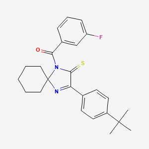 molecular formula C25H27FN2OS B2527388 3-(4-Tert-butylphenyl)-1-(3-fluorobenzoyl)-1,4-diazaspiro[4.5]dec-3-ene-2-thione CAS No. 1224008-60-9
