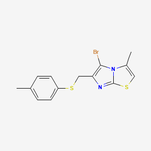 molecular formula C14H13BrN2S2 B2527391 5-Bromo-3-methyl-6-((p-tolylthio)methyl)imidazo[2,1-b]thiazole CAS No. 324540-86-5
