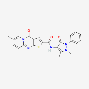 molecular formula C23H19N5O3S B2527394 N-(1,5-dimethyl-3-oxo-2-phenyl-2,3-dihydro-1H-pyrazol-4-yl)-7-methyl-4-oxo-4H-pyrido[1,2-a]thieno[2,3-d]pyrimidine-2-carboxamide CAS No. 1021260-66-1