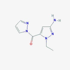molecular formula C9H11N5O B2527402 1-ethyl-5-(1H-pyrazol-1-ylcarbonyl)-1H-pyrazol-3-amine CAS No. 1856098-52-6