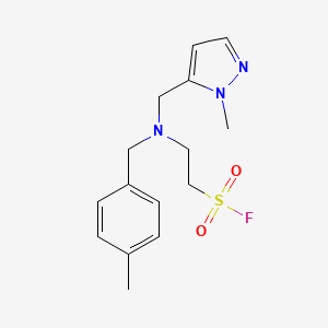 molecular formula C15H20FN3O2S B2527406 2-[(4-Methylphenyl)methyl-[(2-methylpyrazol-3-yl)methyl]amino]ethanesulfonyl fluoride CAS No. 2411274-07-0