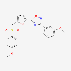 molecular formula C21H18N2O6S B2527410 3-(3-甲氧基苯基)-5-(5-(((4-甲氧基苯基)磺酰)甲基)呋喃-2-基)-1,2,4-恶二唑 CAS No. 1207025-44-2