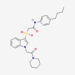 molecular formula C27H33N3O4S B2527413 N-(4-butylphenyl)-2-((1-(2-oxo-2-(piperidin-1-yl)ethyl)-1H-indol-3-yl)sulfonyl)acetamide CAS No. 878058-78-7